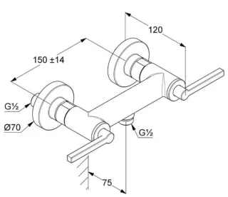 Смеситель для ванны с душем Kludi Nova Fonte Puristic 20540N115 брашированная бронза